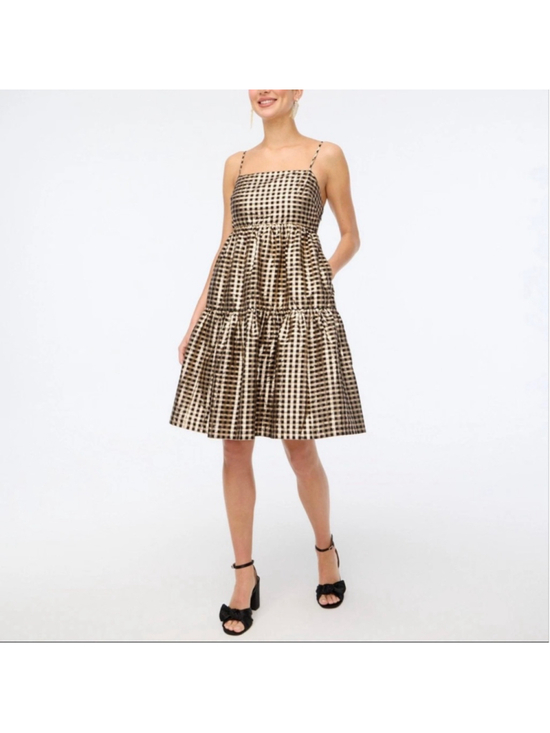 J.Crew Dresses & Skirts - NEW with tags J.Crew Black Gold Gingham Tiered Mini Dress Size 4